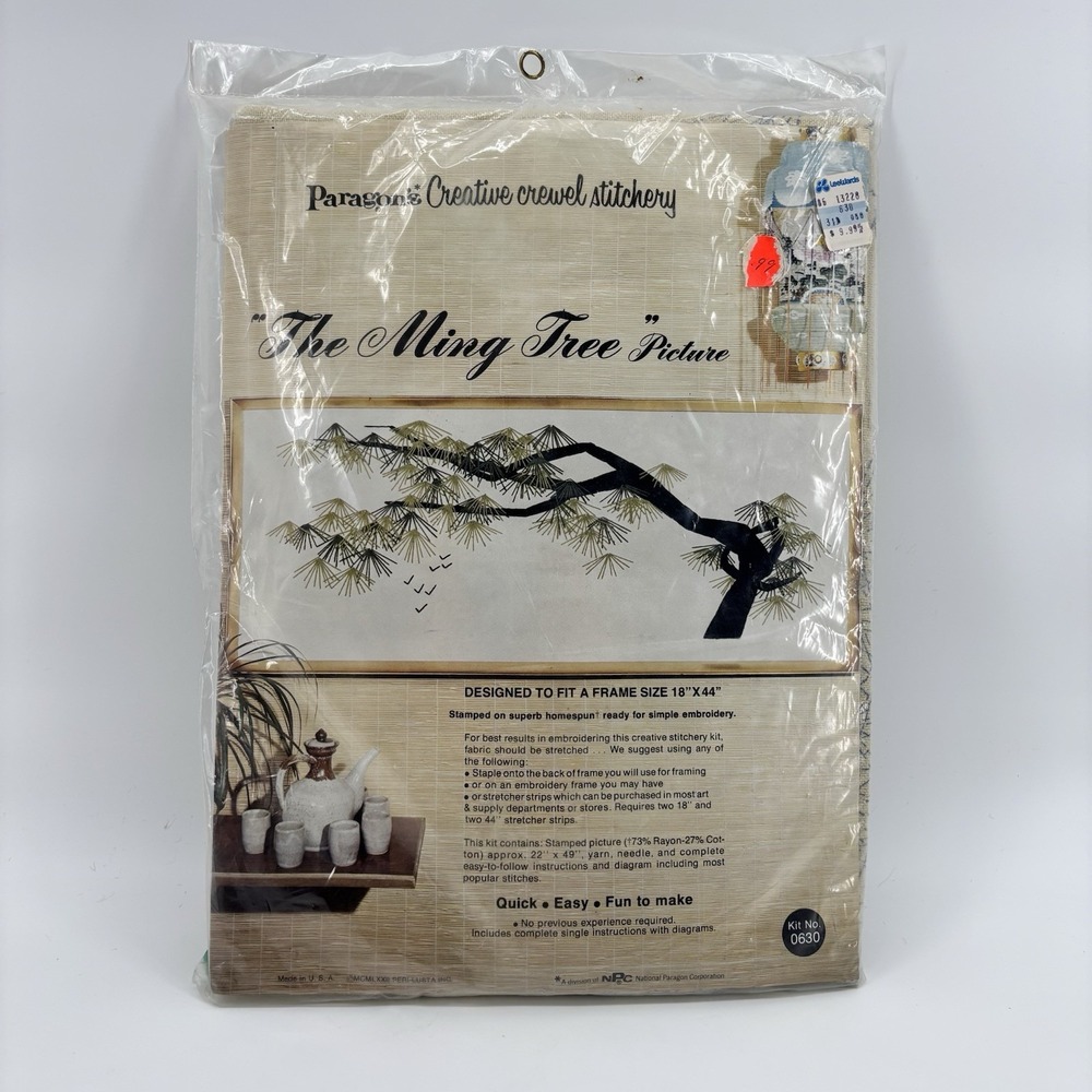 Paragon Crewel Stitchery Kit The Ming Tree Picture Vintage 1972‎ New Kit No 0630